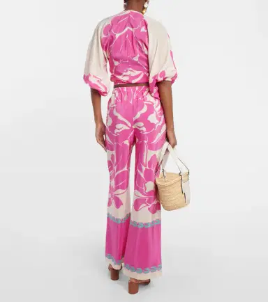 ADRIANA DEGREAS Printed puff-sleeve silk blouse | Thumbnail 2