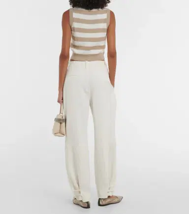 Brunello Cucinelli Herringbone cotton and linen straight pants | Thumbnail 2