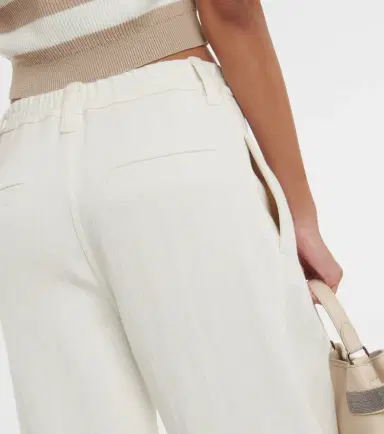 Brunello Cucinelli Herringbone cotton and linen straight pants | Thumbnail 3