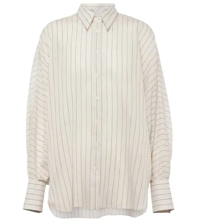 Brunello Cucinelli Cotton-blend lamé shirt