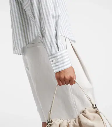 Brunello Cucinelli Striped cotton and silk poplin shirt | Thumbnail 2