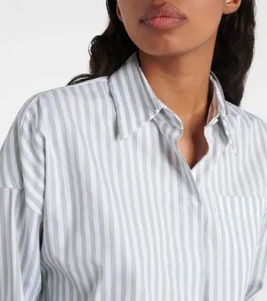 Brunello Cucinelli Striped cotton and silk poplin shirt | Thumbnail 4