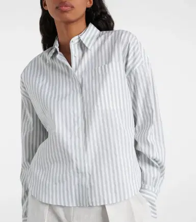 Brunello Cucinelli Striped cotton and silk poplin shirt | Thumbnail 5