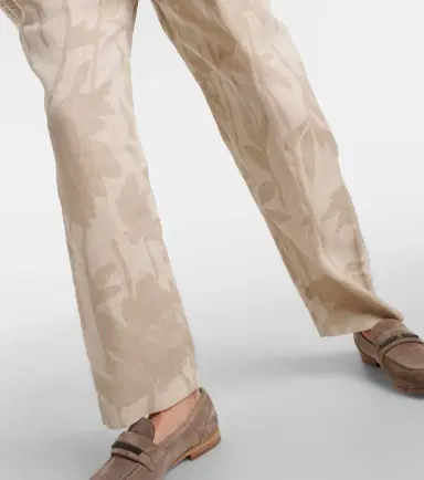Brunello Cucinelli Printed linen tapered pants | Thumbnail 2