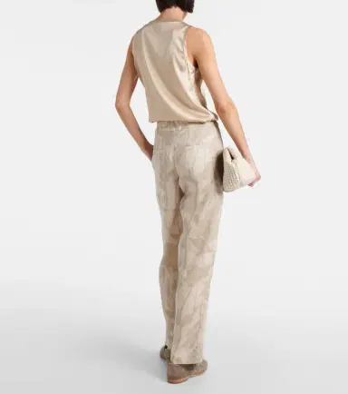 Brunello Cucinelli Printed linen tapered pants | Thumbnail 3