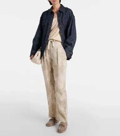 Brunello Cucinelli Printed linen tapered pants | Thumbnail 5