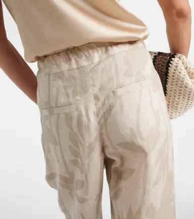 Brunello Cucinelli Printed linen tapered pants | Thumbnail 6