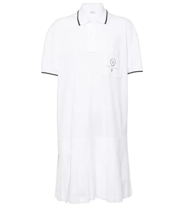 Brunello Cucinelli Pleated cotton polo dress