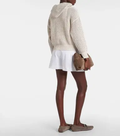 Brunello Cucinelli Open-knit cotton-blend hoodie | Thumbnail 2
