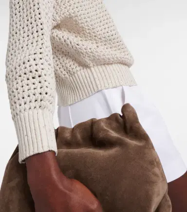 Brunello Cucinelli Open-knit cotton-blend hoodie | Thumbnail 4