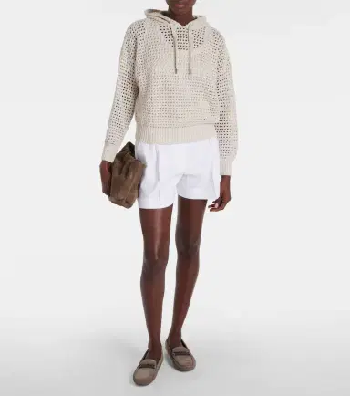 Brunello Cucinelli Open-knit cotton-blend hoodie | Thumbnail 6