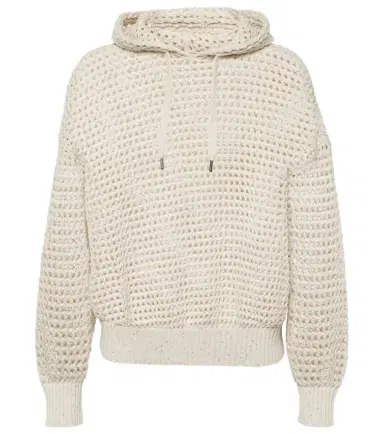 Brunello Cucinelli Open-knit cotton-blend hoodie | Thumbnail 1