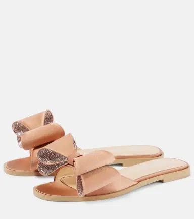 Mach & Mach Le Cadeau Double Bow satin slides | Thumbnail 2