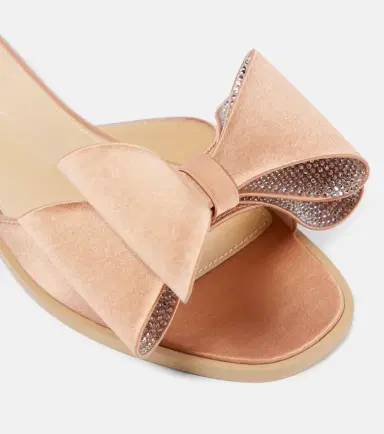 Mach & Mach Le Cadeau Double Bow satin slides | Thumbnail 3