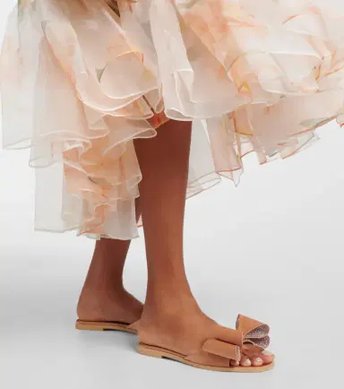Mach & Mach Le Cadeau Double Bow satin slides | Thumbnail 5