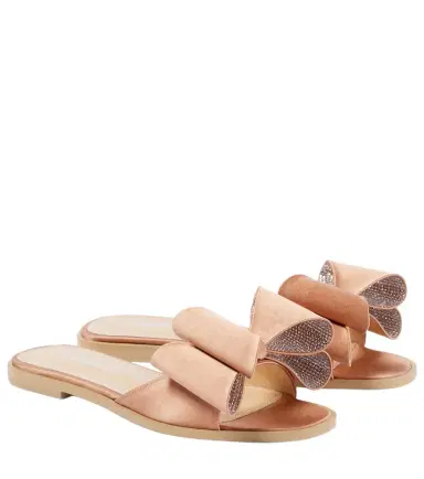 Mach & Mach Le Cadeau Double Bow satin slides | Thumbnail 1