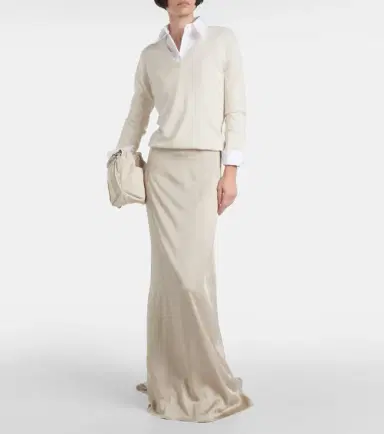 Brunello Cucinelli Satin maxi skirt | Thumbnail 3