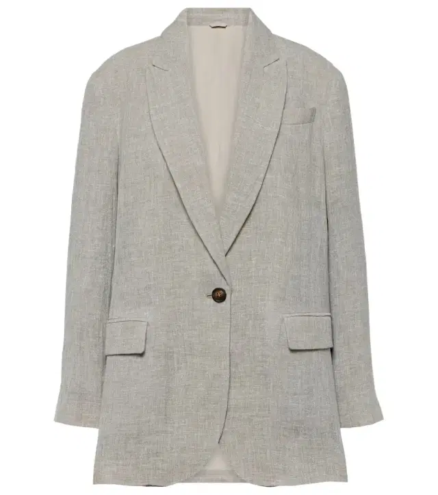 Brunello Cucinelli Oversized V-neck linen-blend blazer