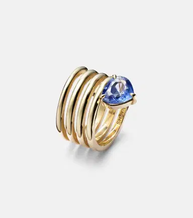 SHAY JEWELRY Heart Spiral 18kt gold ring with sapphire | Thumbnail 2