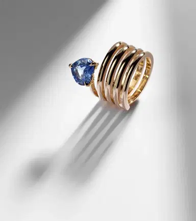 SHAY JEWELRY Heart Spiral 18kt gold ring with sapphire | Thumbnail 5