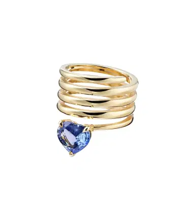 SHAY JEWELRY Heart Spiral 18kt gold ring with sapphire | Thumbnail 1