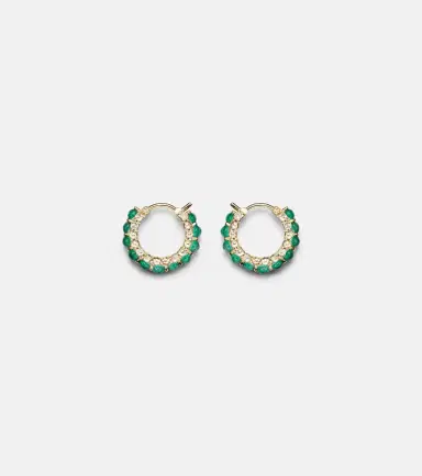 Ileana Makri 18kt gold hoop earrings with emeralds and diamonds | Thumbnail 2 Ileana Makri 18kt gold hoop earrings with emeralds and diamonds | Thumbnail 2