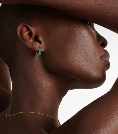 Ileana Makri 18kt gold hoop earrings with emeralds and diamonds | Thumbnail 4 Ileana Makri 18kt gold hoop earrings with emeralds and diamonds | Thumbnail 4