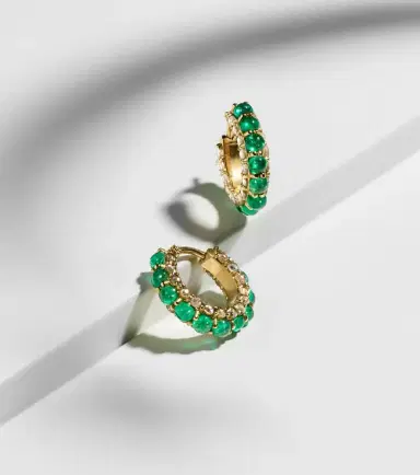 Ileana Makri 18kt gold hoop earrings with emeralds and diamonds | Thumbnail 5 Ileana Makri 18kt gold hoop earrings with emeralds and diamonds | Thumbnail 5