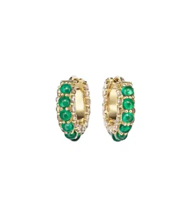 Ileana Makri 18kt gold hoop earrings with emeralds and diamonds | Thumbnail 1 Ileana Makri 18kt gold hoop earrings with emeralds and diamonds | Thumbnail 1