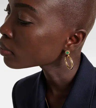 Ileana Makri Endless 18kt gold hoop earrings with emeralds and diamonds | Thumbnail 4 Ileana Makri Endless 18kt gold hoop earrings with emeralds and diamonds | Thumbnail 4