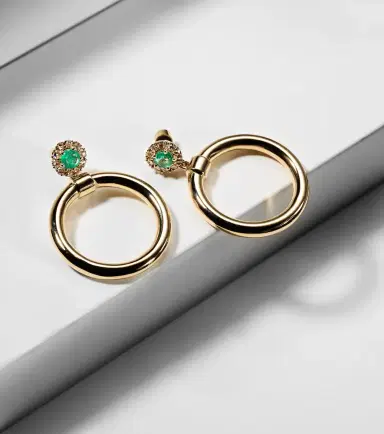 Ileana Makri Endless 18kt gold hoop earrings with emeralds and diamonds | Thumbnail 5 Ileana Makri Endless 18kt gold hoop earrings with emeralds and diamonds | Thumbnail 5