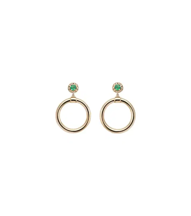 Ileana Makri Endless 18kt gold hoop earrings with emeralds and diamonds
