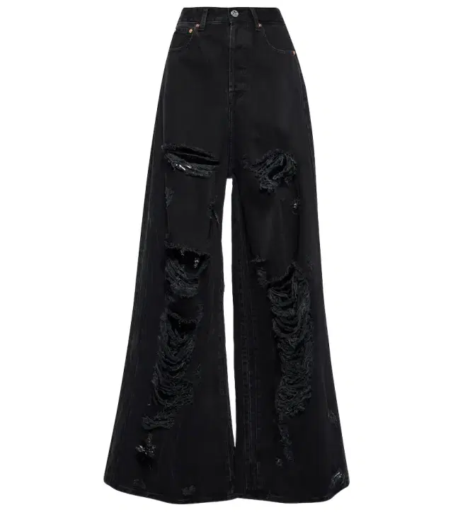 Vetements Distressed wide-leg jeans