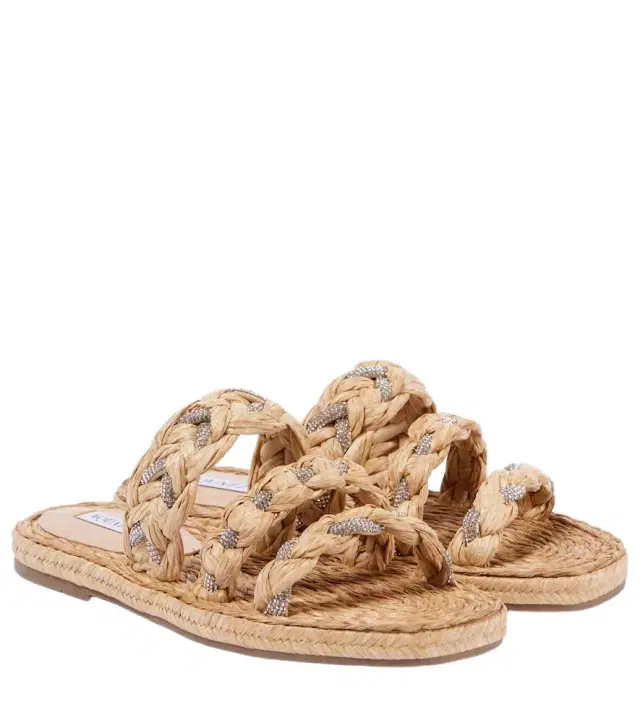 Aquazzura Costiera embellished raffia sandals