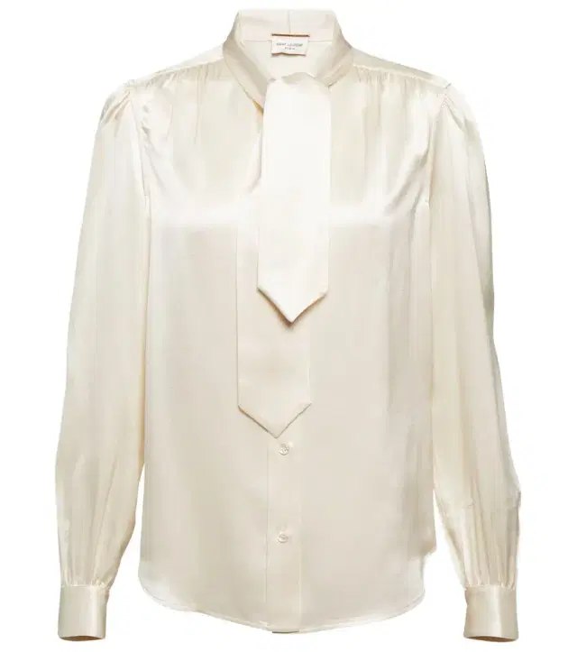 Tie-neck silk satin blouse