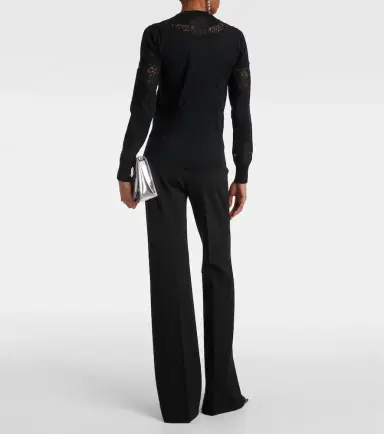 Dolce & Gabbana Lace-trimmed cashmere-blend sweater | Thumbnail 2