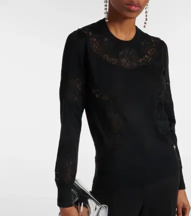 Dolce & Gabbana Lace-trimmed cashmere-blend sweater | Thumbnail 6