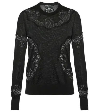 Dolce & Gabbana Lace-trimmed cashmere-blend sweater | Thumbnail 1