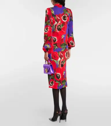 Dolce & Gabbana Tie-neck floral silk-blend blouse | Thumbnail 2