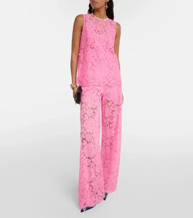 Dolce & Gabbana Floral crepe de chine lace top | Thumbnail 4