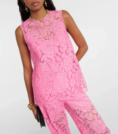 Dolce & Gabbana Floral crepe de chine lace top | Thumbnail 6