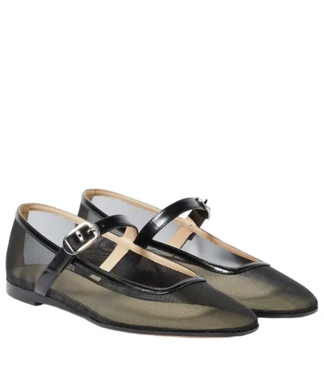 Le Monde Beryl Le Monde Béryl Patent leather-trimmed mesh flats