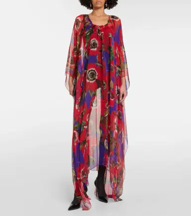 Dolce & Gabbana Anemone silk chiffon kaftan | Thumbnail 3 Dolce & Gabbana Anemone silk chiffon kaftan | Thumbnail 3