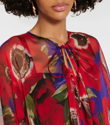 Dolce & Gabbana Anemone silk chiffon kaftan | Thumbnail 4 Dolce & Gabbana Anemone silk chiffon kaftan | Thumbnail 4