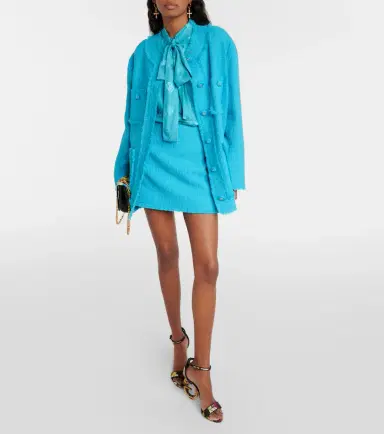 Dolce & Gabbana Fringed wool-blend tweed miniskirt | Thumbnail 2
