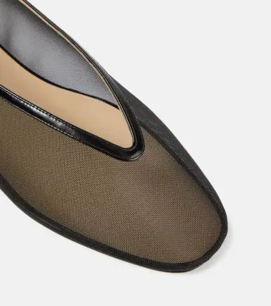 Le Monde Béryl Le Monde Béryl Luna leather-trimmed mesh ballet flats | Thumbnail 3 Le Monde Béryl Le Monde Béryl Luna leather-trimmed mesh ballet flats | Thumbnail 3