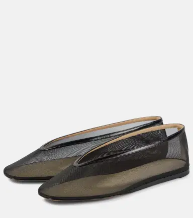 Le Monde Béryl Le Monde Béryl Luna leather-trimmed mesh ballet flats | Thumbnail 4 Le Monde Béryl Le Monde Béryl Luna leather-trimmed mesh ballet flats | Thumbnail 4
