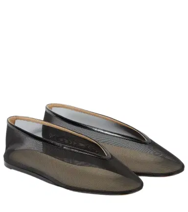 Le Monde Béryl Le Monde Béryl Luna leather-trimmed mesh ballet flats | Thumbnail 1 Le Monde Béryl Le Monde Béryl Luna leather-trimmed mesh ballet flats | Thumbnail 1