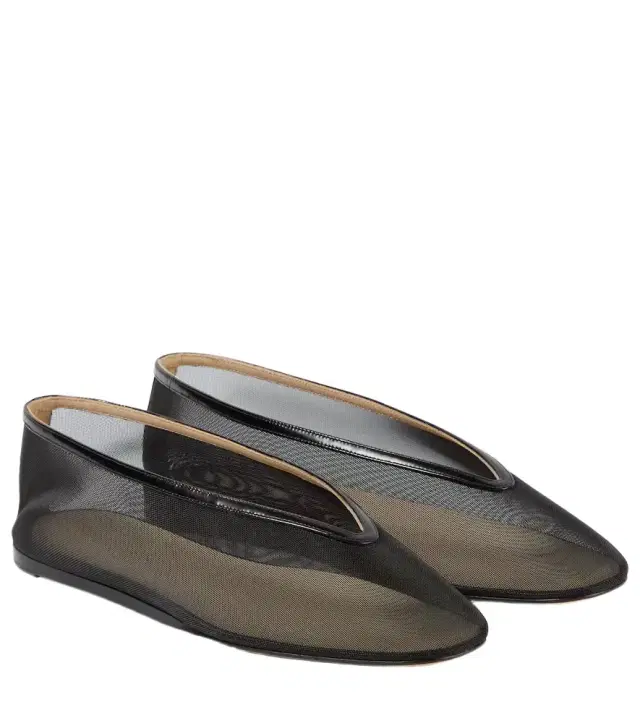Le Monde Beryl Le Monde Béryl Luna leather-trimmed mesh ballet flats