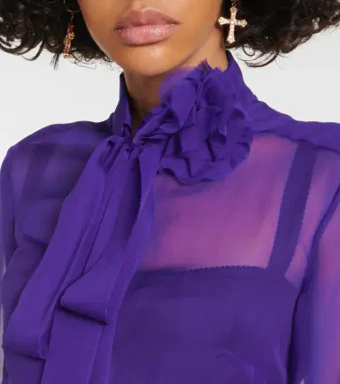 Dolce & Gabbana Tie-neck silk chiffon blouse | Thumbnail 3